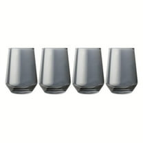 Thyme & Table 13.5 fl oz 4-Pack Angled Stemless Wine Glass Set, Smoke Finish