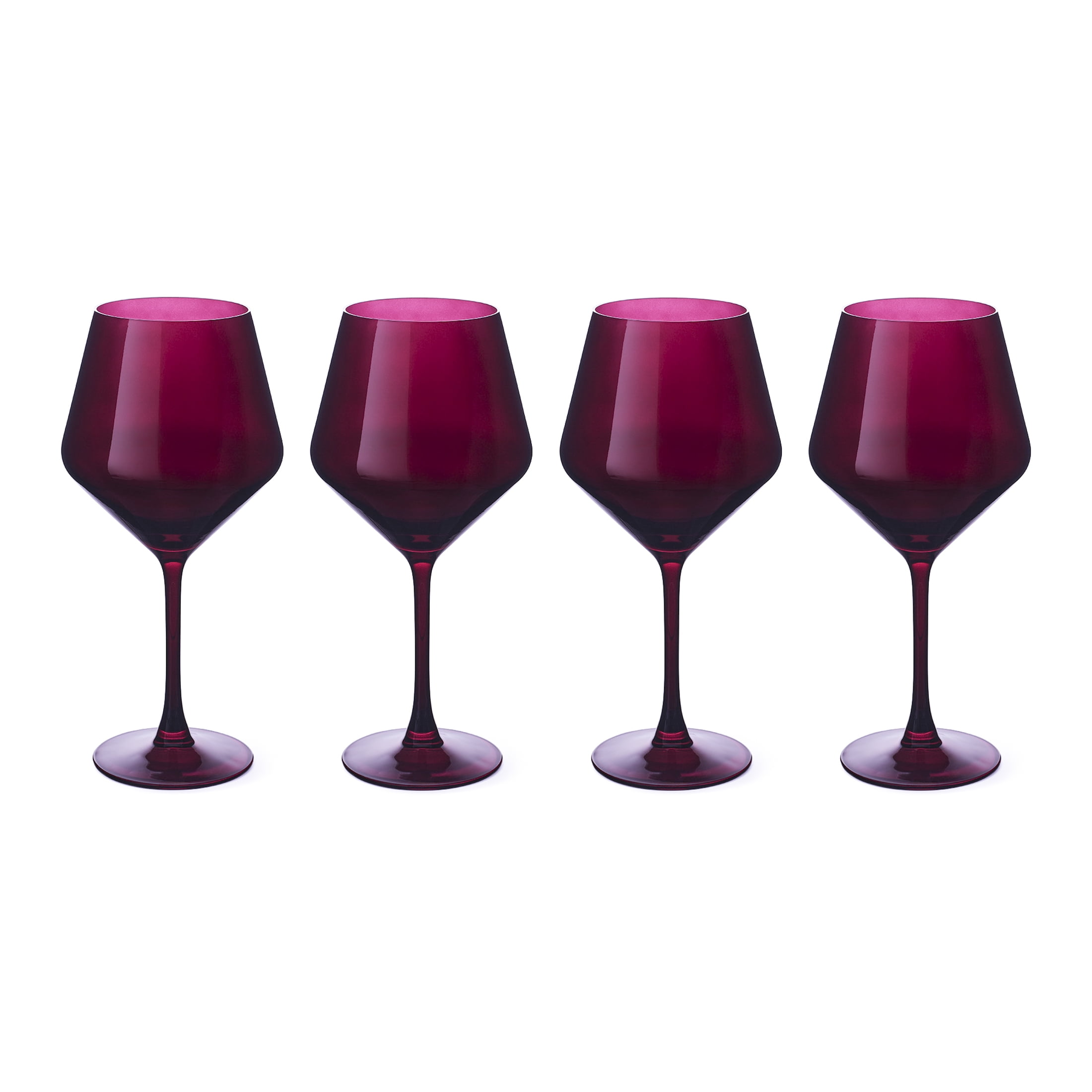 Thyme & Table 4-Pack Angled Wine Glass Set, Purple