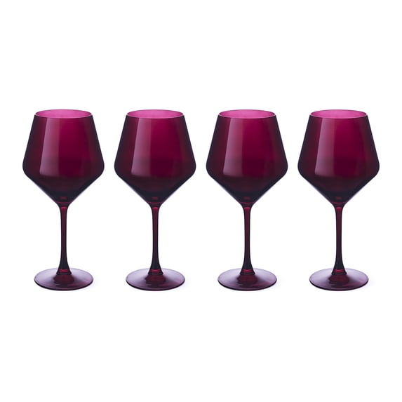Thyme & Table 4-Pack Angled Wine Glass Set, Purple