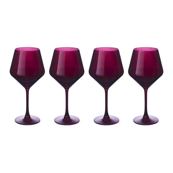 Thyme & Table 4-Pack Angled Wine Glass Set, Purple