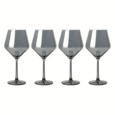 Thyme & Table 23 fl oz 4-Pack Angled Wine Glass Set, Smoke Finish