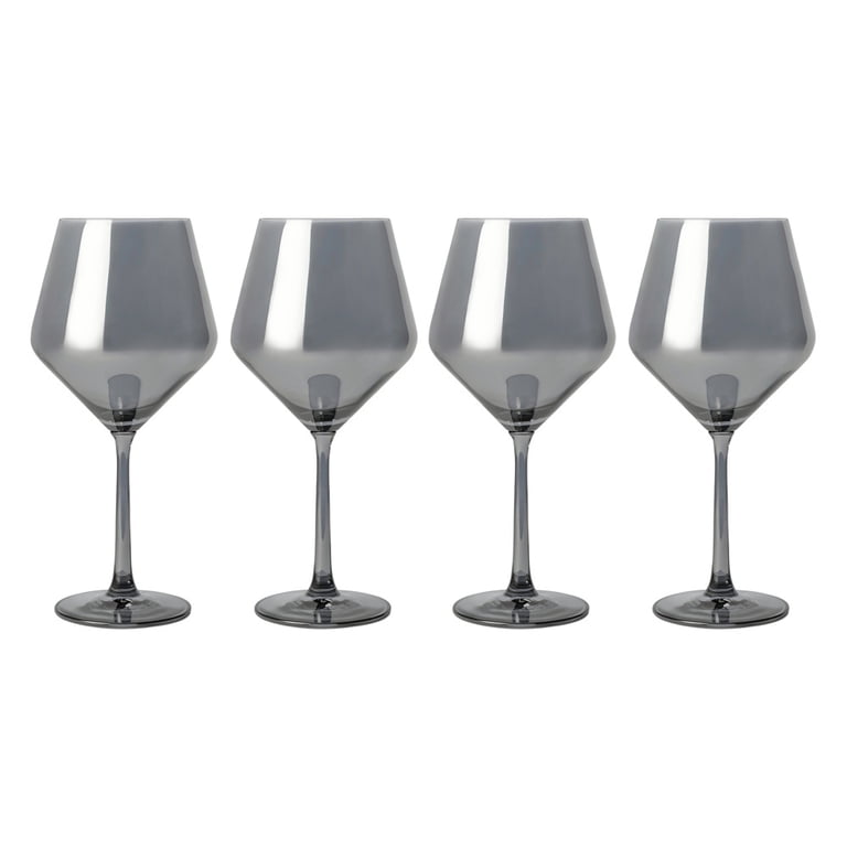 Thyme & Table 23 fl oz Smoke Iridescent Angled Wine Glasses Set of 4 -  Walmart.com