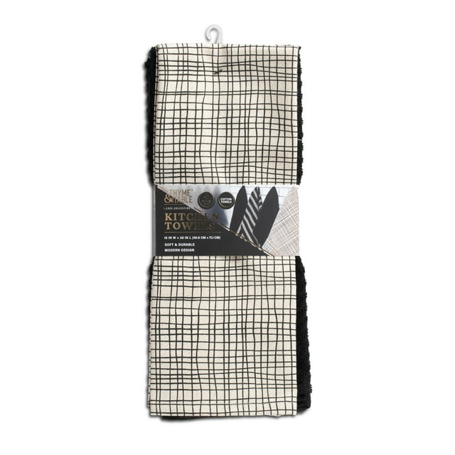 Thyme & Table 4Pack Kitchen Towels, Crosshatch