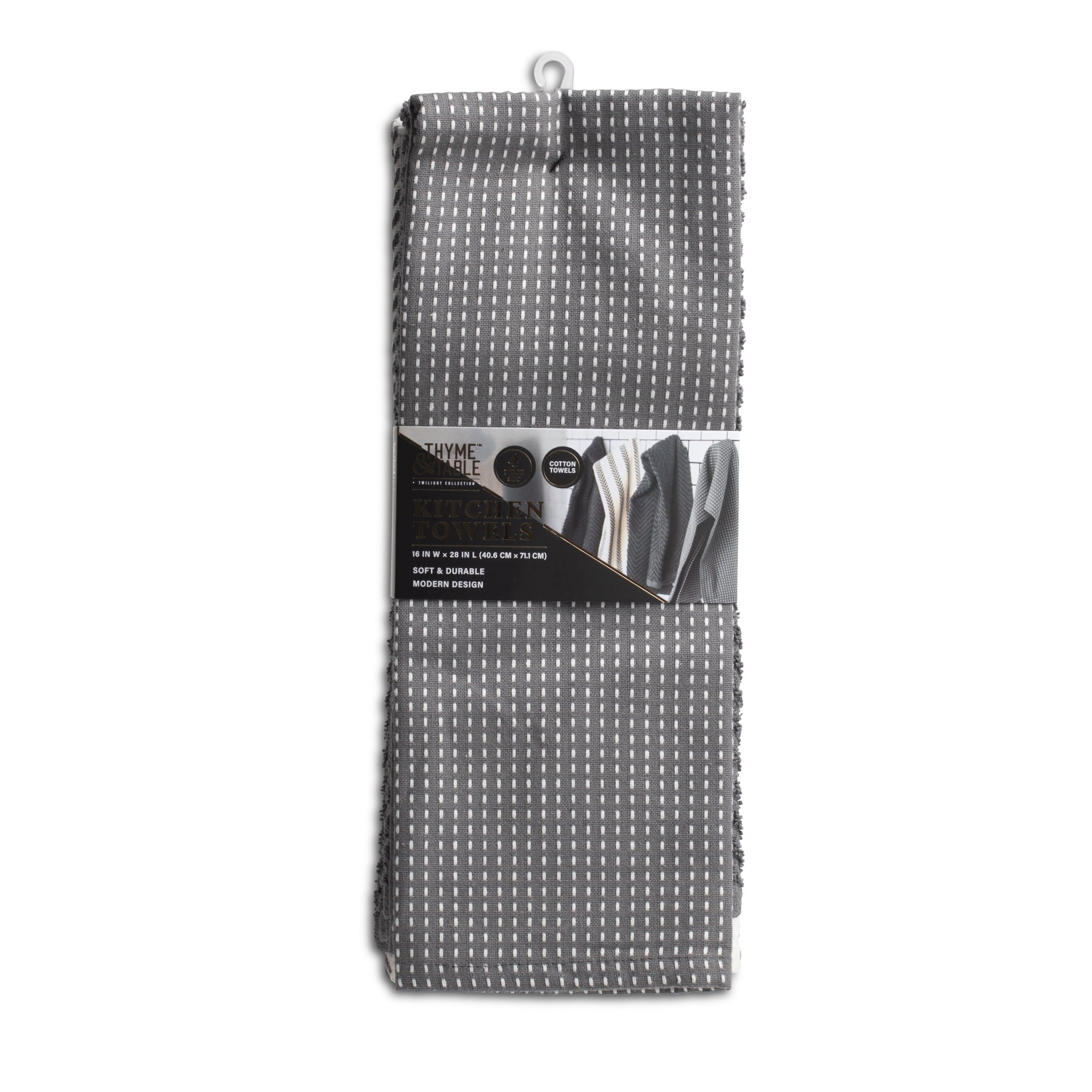 Thyme & Table 4Pack Kitchen Towels, Gray