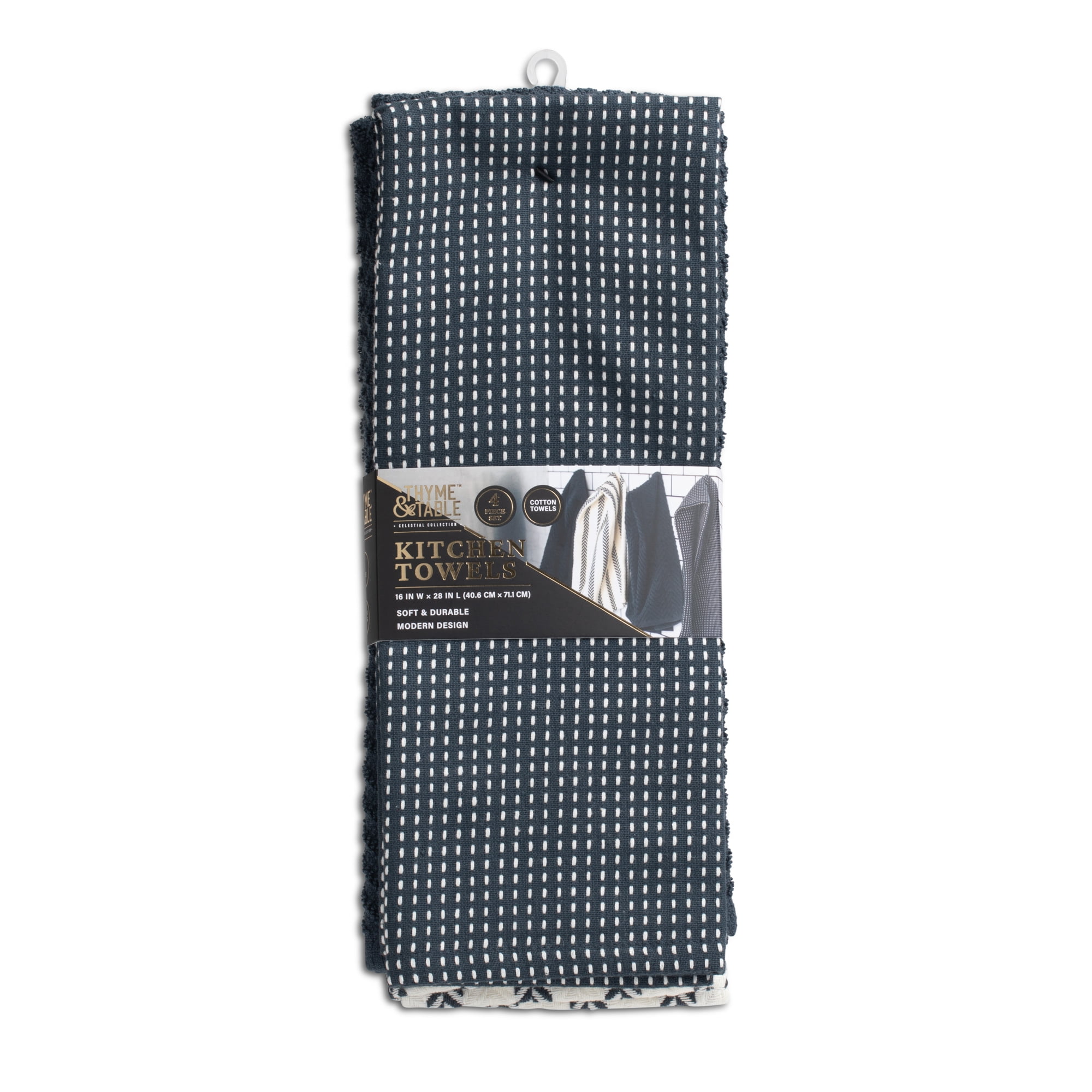 Thyme & Table 4Pack Kitchen Towels, Navy