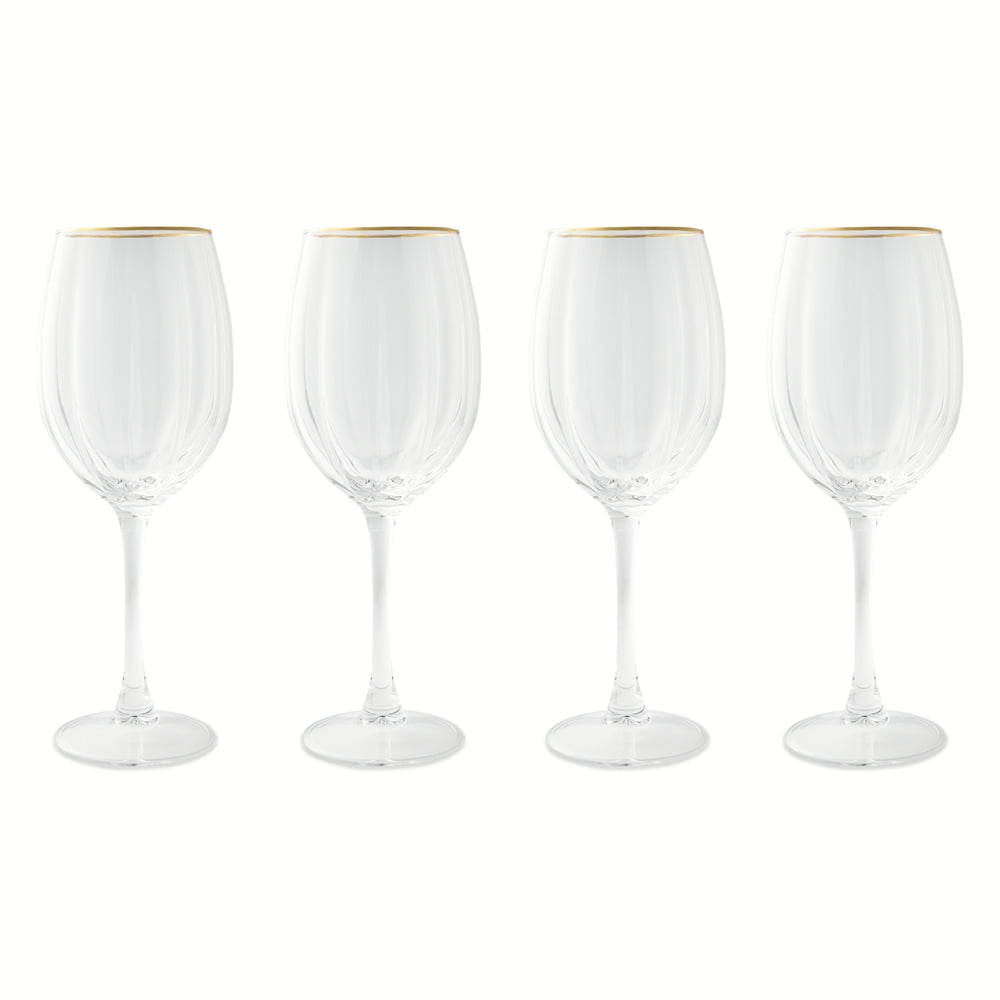 Thyme & Table 4-Pack Scalloped Wine Glass Set 