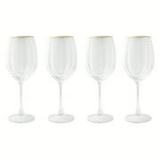 Thyme & Table Scalloped Wine Glasses with Gold Rim, Set of 4