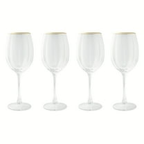 Thyme & Table 4-Pack Scalloped Wine Glass Set with Gold Rim