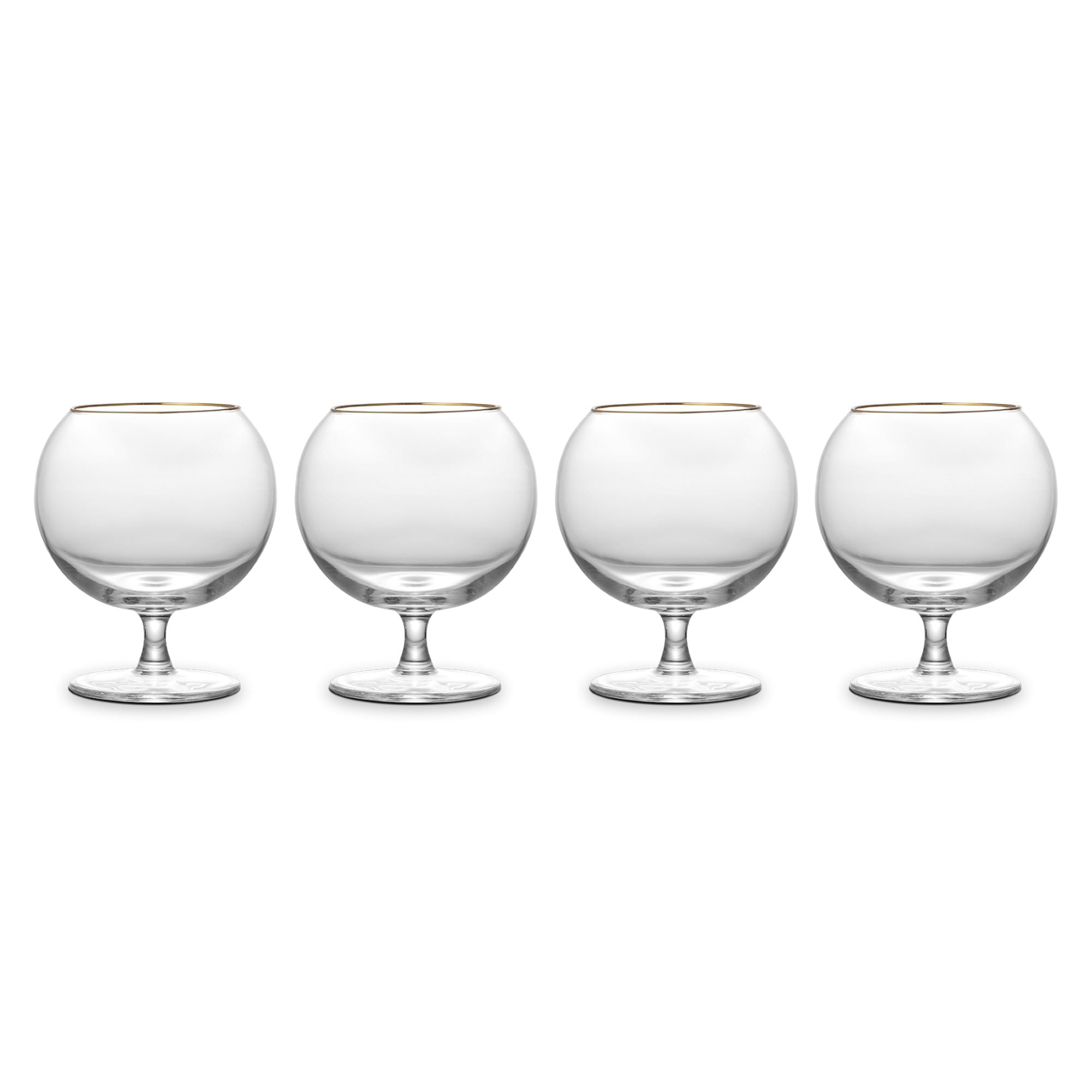 Thyme & Table 16 fl oz Sphere Bourbon Glasses with Gold Rim, Set of 4