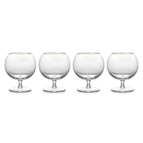 Thyme & Table 16 fl oz Sphere Bourbon Glasses with Gold Rim, Set of 4