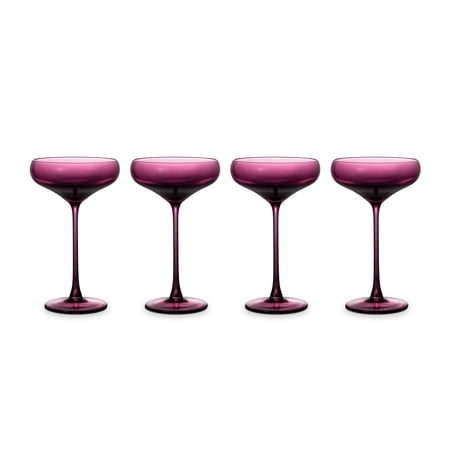 Thyme & Table 10 fl oz Magenta Sphere Coupe Cocktail Glasses, Set of 4