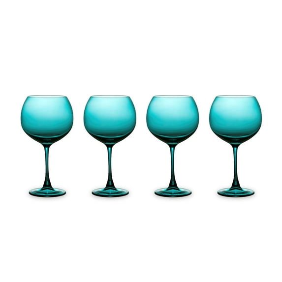 Thyme & Table 21 fl oz Emerald Green Sphere Stemmed Wine Glasses, Set of 4