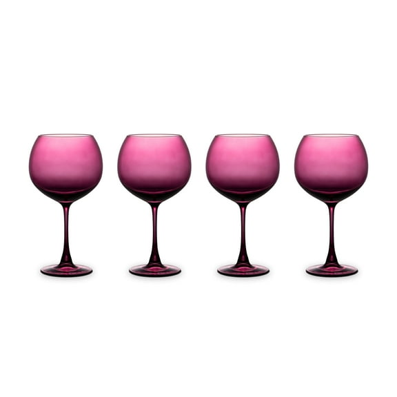 Thyme & Table 21 fl oz Magenta Sphere Stemmed Wine Glasses, Set of 4