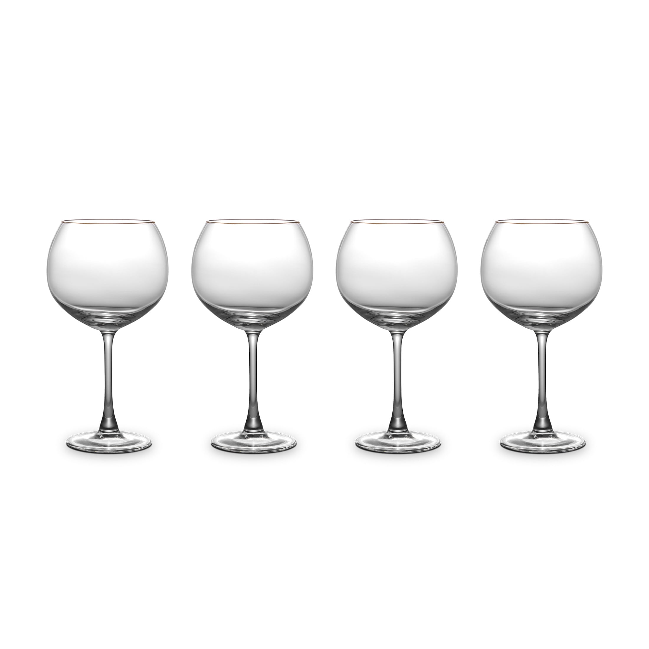 Thyme & Table Sphere Stemmed Wine Glasses with Gold Rim, Set of 4