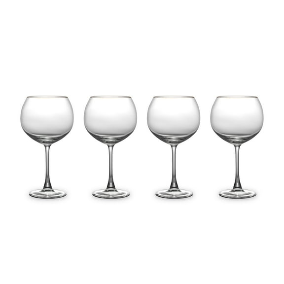 Thyme & Table Sphere Stemmed Wine Glasses with Gold Rim, Set of 4