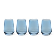 Thyme & Table 4-Pack Stemless Angled Wine Glass Set, Iridescent Blue
