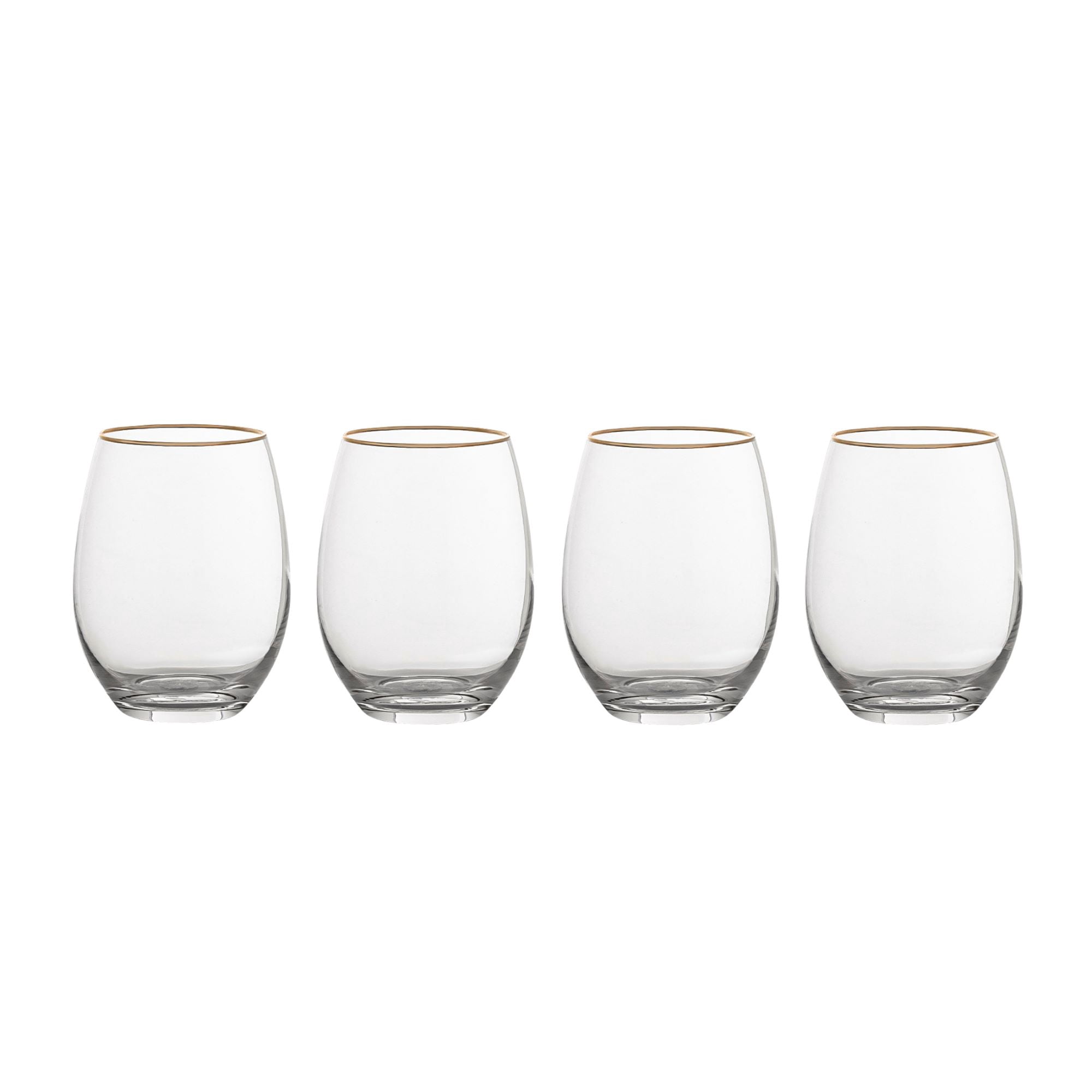 Thyme & Table 18 fl oz Stemless Wine Glasses with Gold Rim, Set of 4