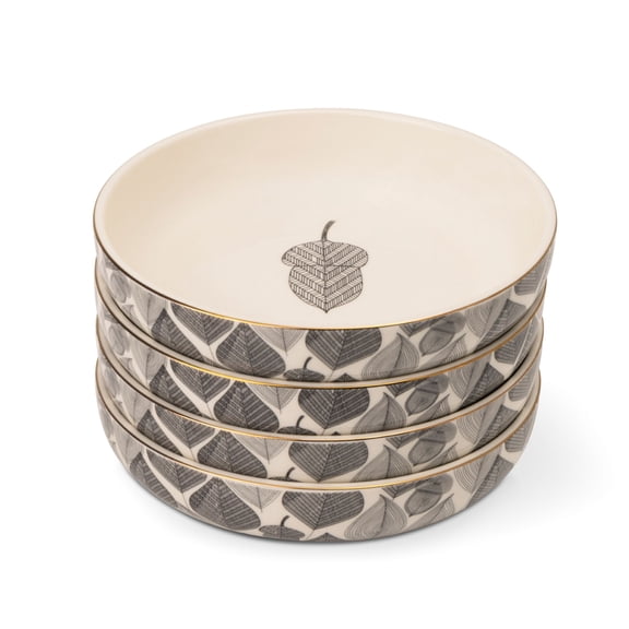 Thyme & Table 4-Pack Stoneware Low Bowls, Red Leaf