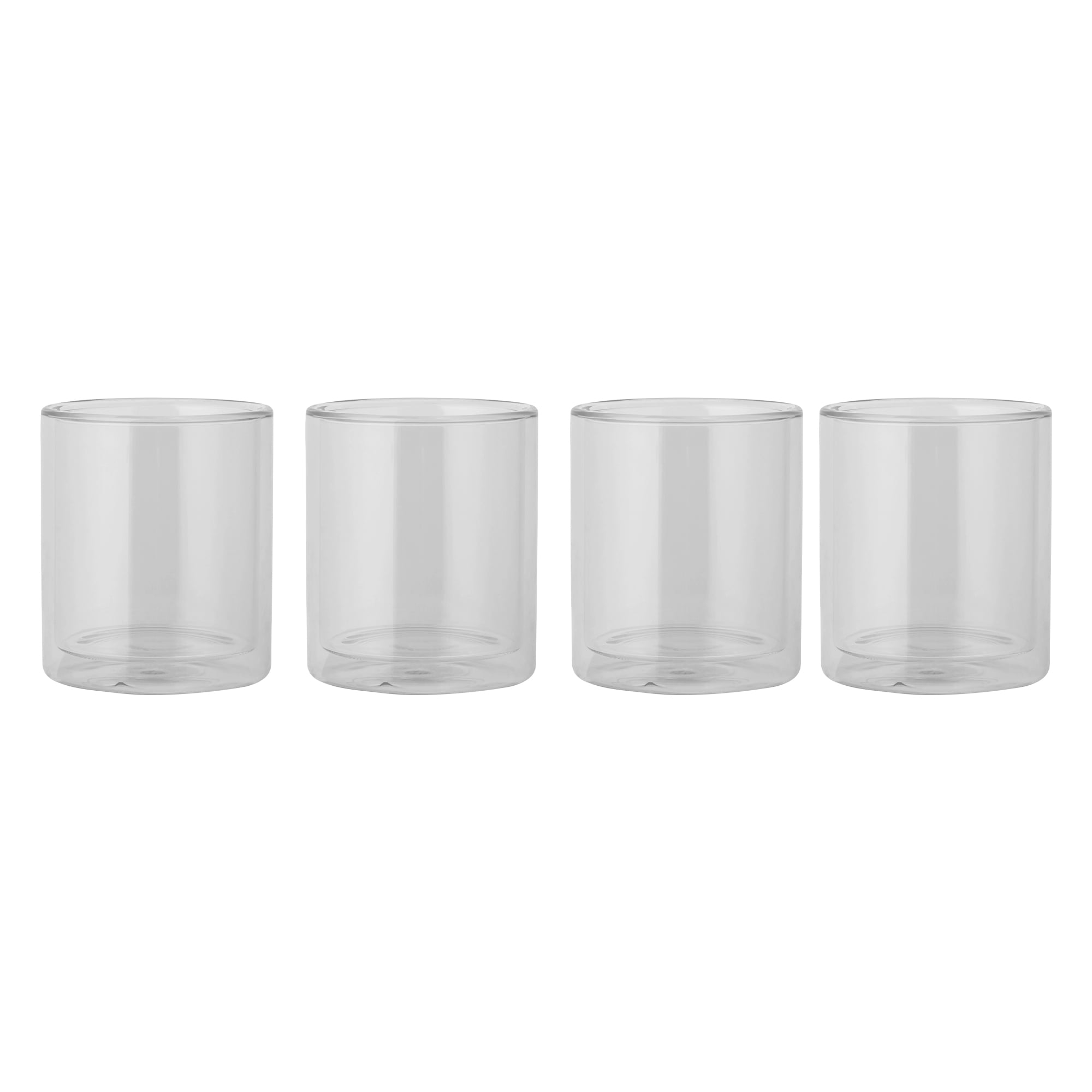 Thyme & Table 4-Pack 13oz Double Wall Drinking Glass Set, Clear
