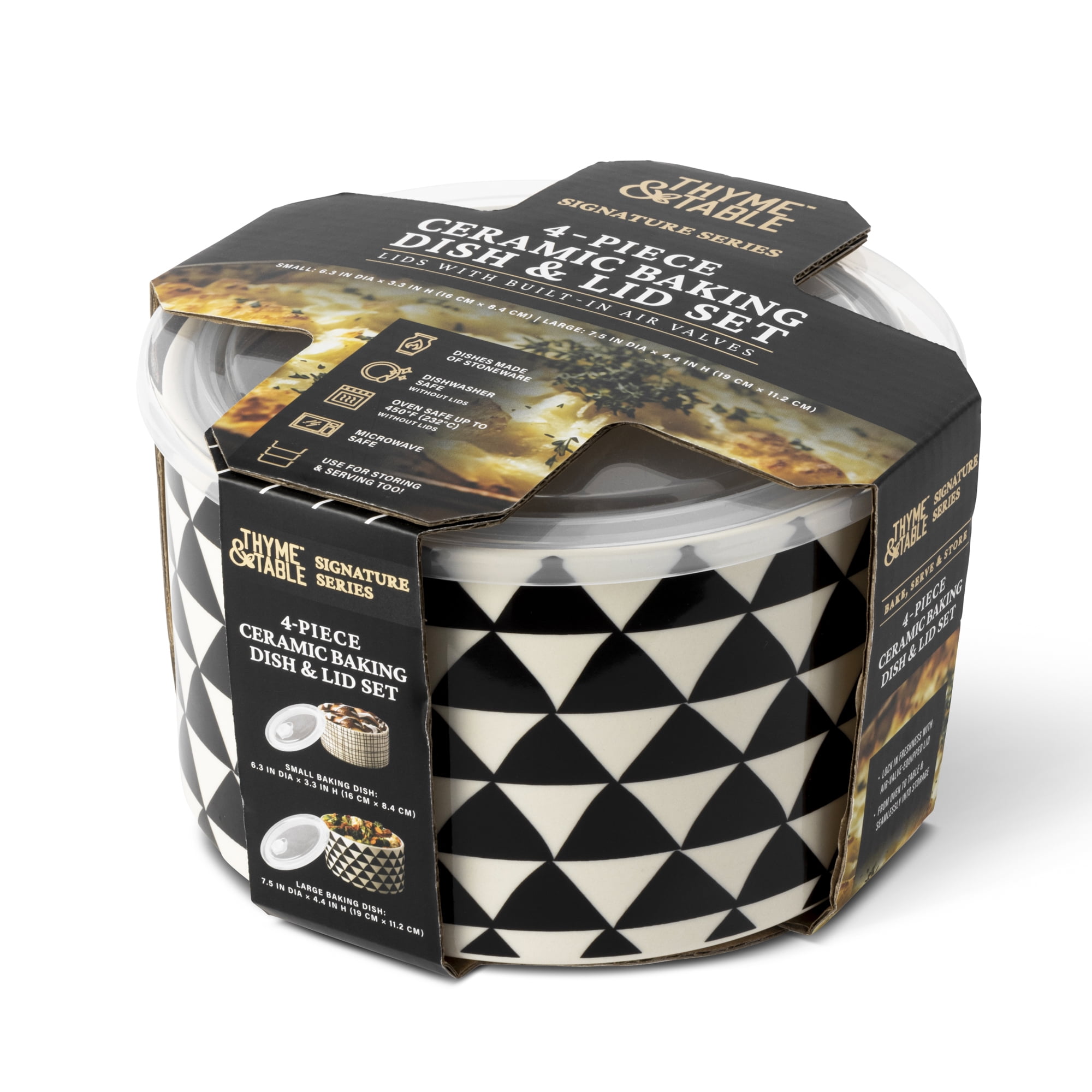 Thyme & Table 4Piece Ceramic Baking Dish & Lid Set, Medallion