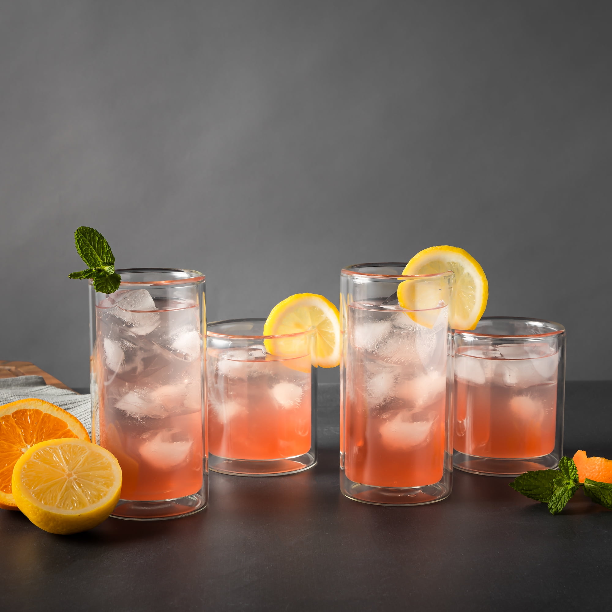 Thyme & Table 4-Piece 13 fl oz & 16 fl oz Clear Double Wall Drinking Glasses Set