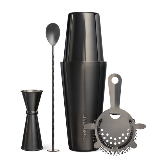 Thyme & Table 4-Piece Stainless Steel Black Bar Tool Set