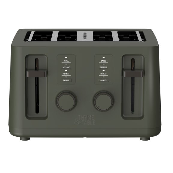 Thyme & Table 4-Slice Toaster with Extra-Wide Slots & Removable Crumb Tray, Dusty Moss