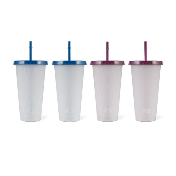 Thyme & Table 24oz 4-pack Color Changing Cups, Blue and Purple