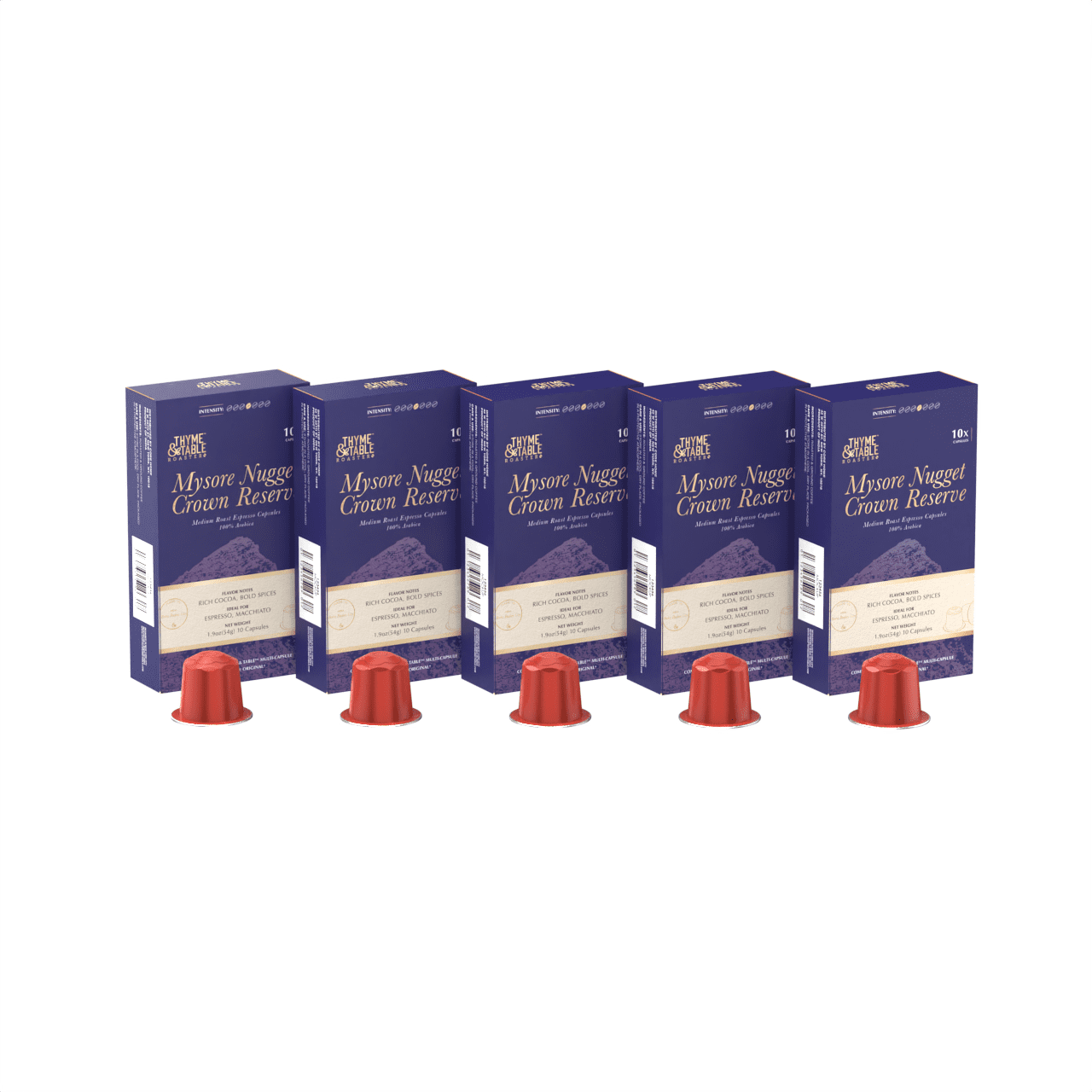 Thyme & Table 50 pack Espresso Capsules, Medium Roast, Mysore Nugget Crown Reserve