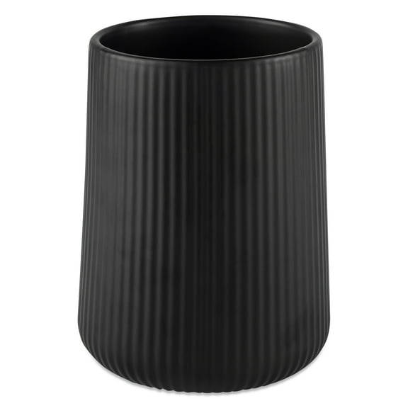 Thyme & Table 6.2" Ribbed Ceramic Kitchen Utensil Holder, Black