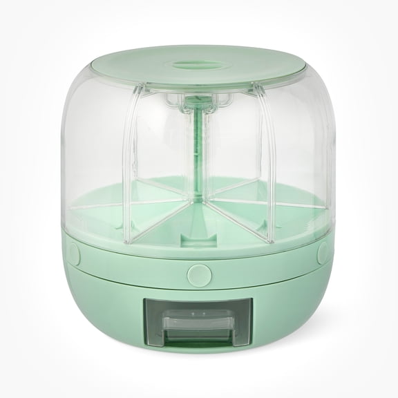 Thyme & Table 6 Section Rotating Plastic Food Storage Dispenser with Removable Drawer, Green