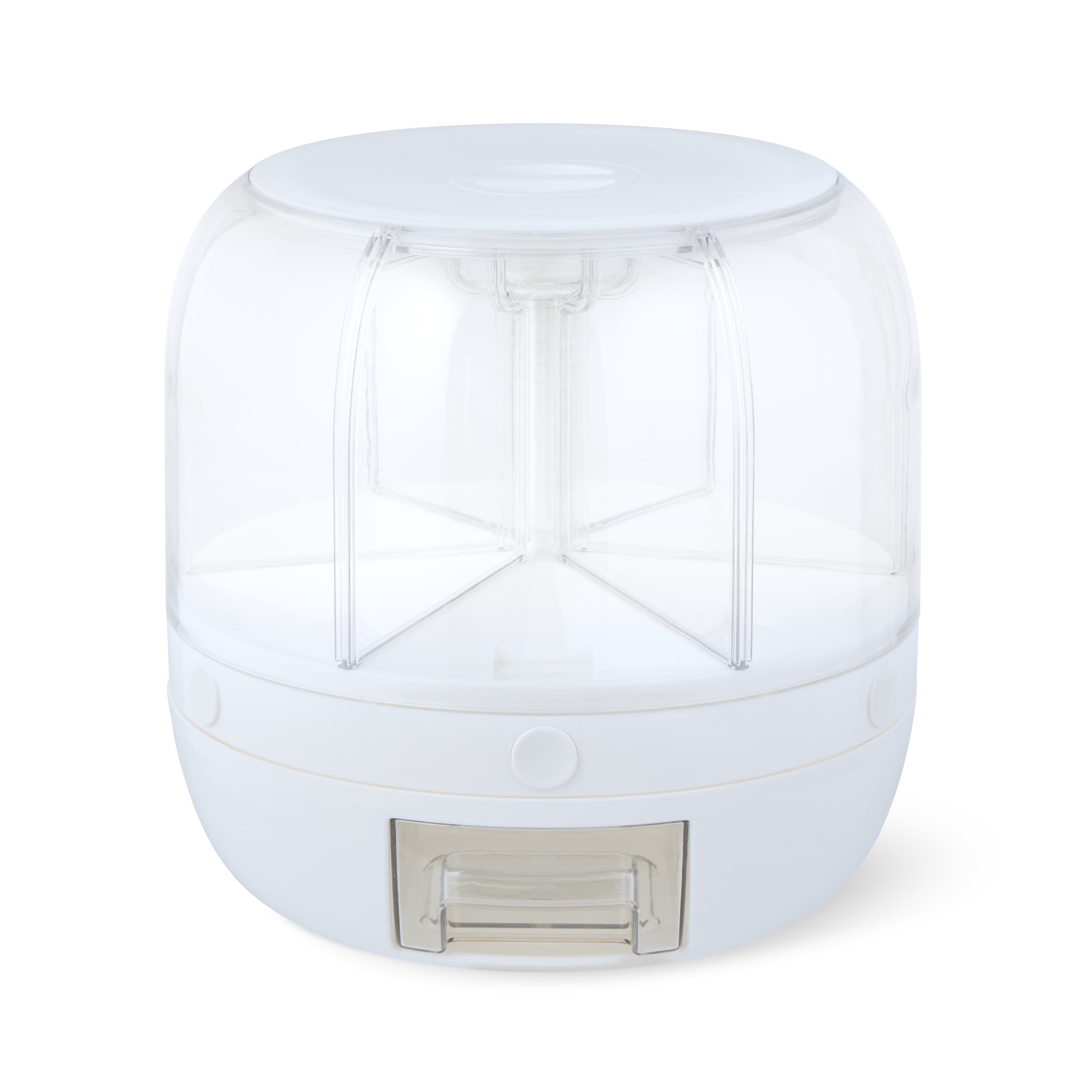 Thyme & Table 6 Section Rotating Plastic Food Storage Dispenser with Removable Drawer, White
