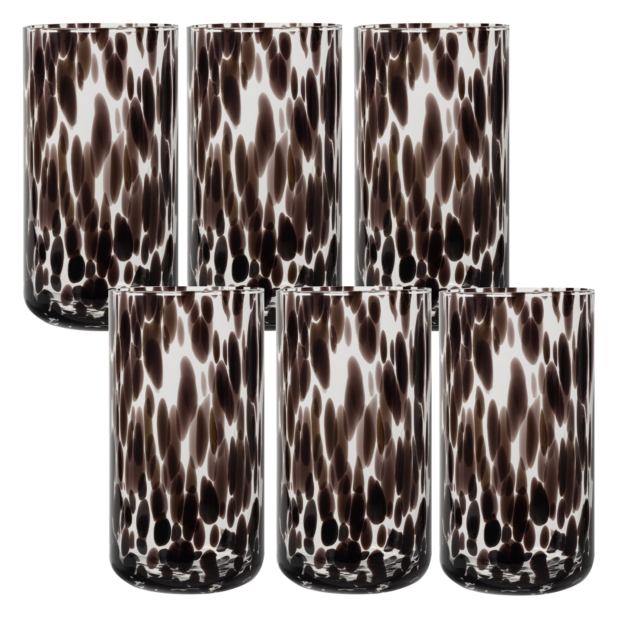 Thyme & Table 20 fl oz Black Tortoise Drinking Glasses, Set of 6 - Walmart.com