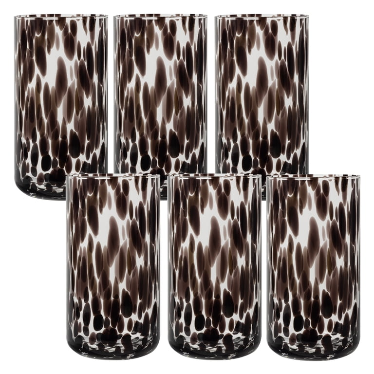 Thyme & Table 6-Pack 20oz Tortoise Black Drinking Glass Set