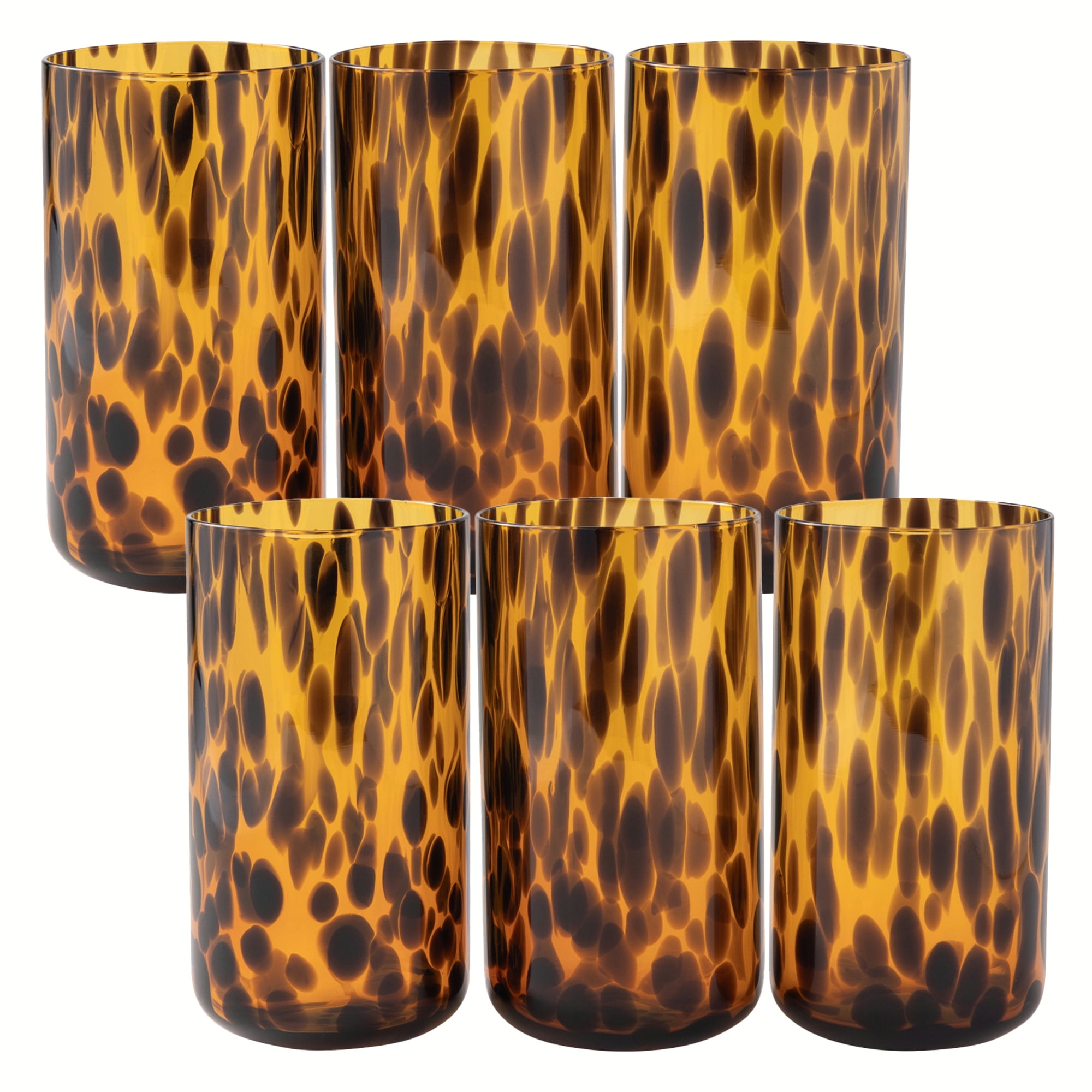 Thyme & Table 20 fl oz Brown Tortoise Glasses, Set of 6 - Walmart.com