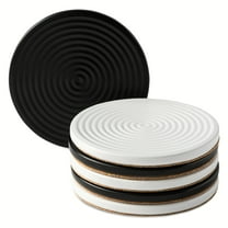 Thyme & Table 6 Pack Ceramic Ribbed Coaster Set, Black