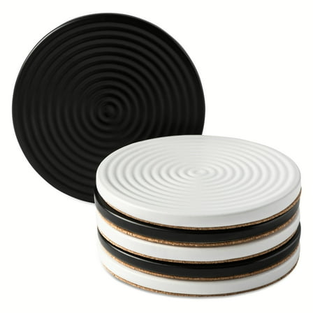 Thyme & Table 6 Pack Ceramic Ribbed Coaster Set, Black