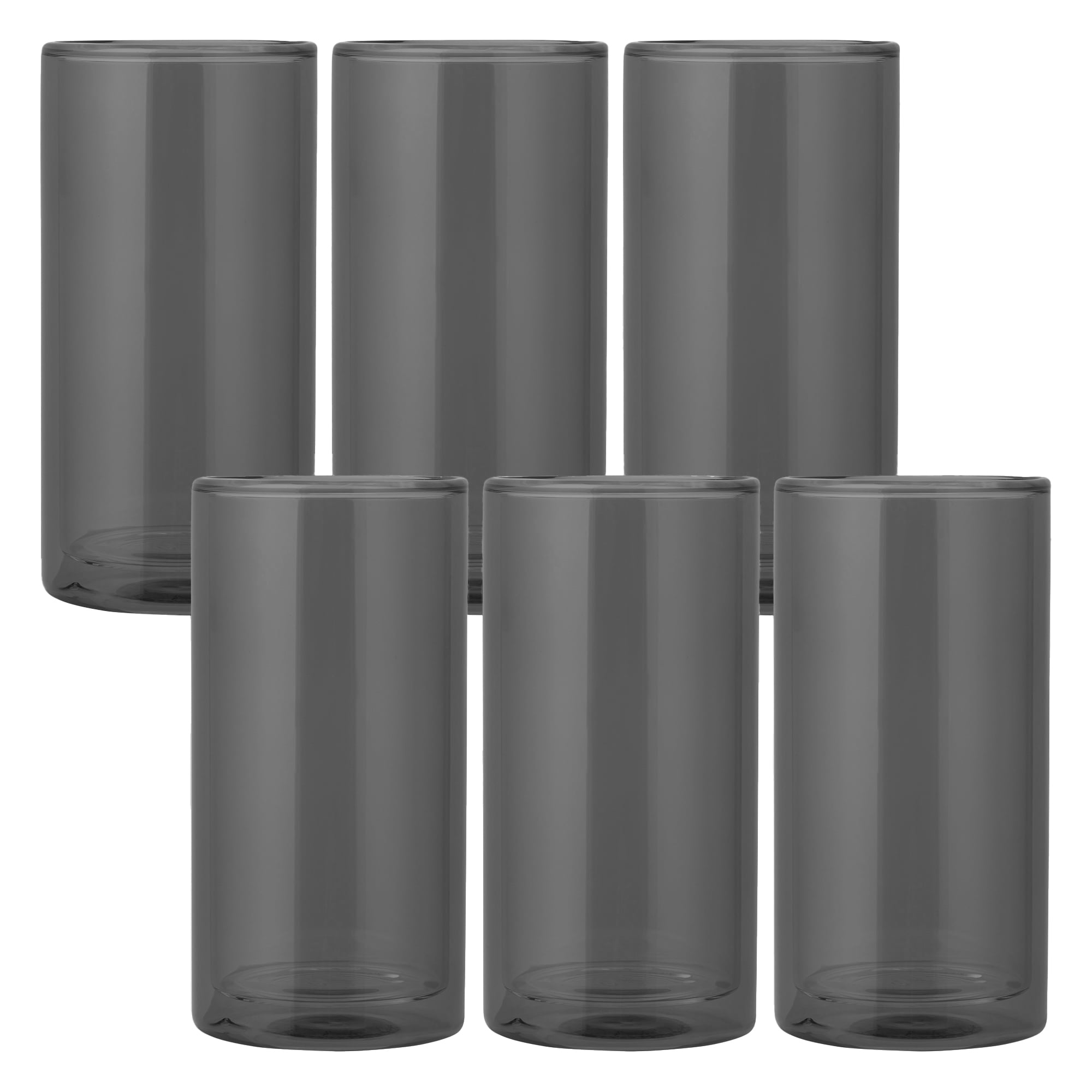 Thyme & Table 6-Pack 16oz Double Wall Glass Set, Black - Walmart.com