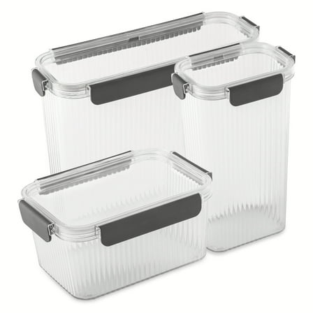 Thyme & Table 6 Piece Ribbed Food Storage Container Set, Clear