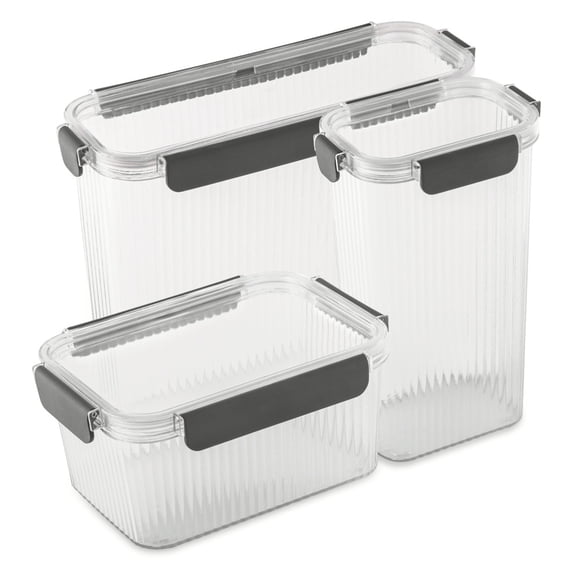 Thyme and Table 6-Piece Clear Ribbed Food Storage Container Set
