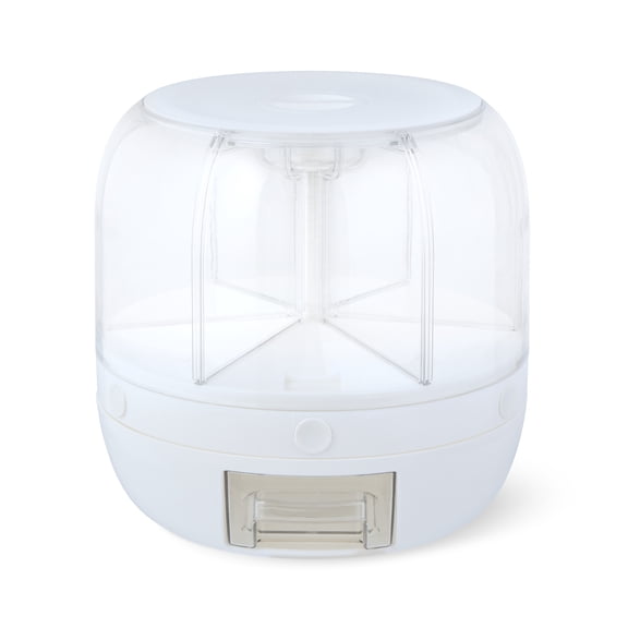 Thyme & Table 6 Section Rotating Plastic Food Storage Dispenser with Removable Drawer, White