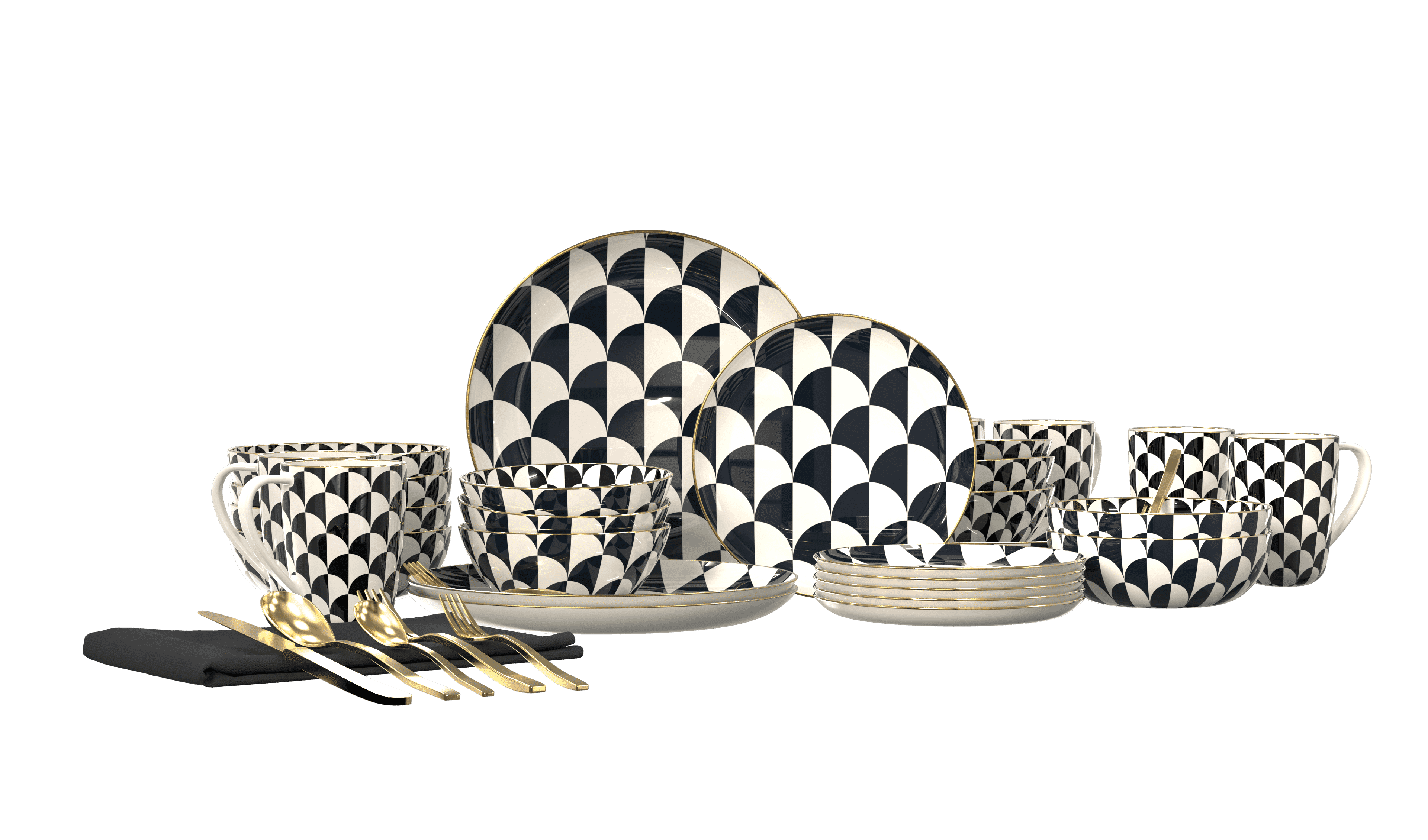 Thyme & Table 60-Piece Emmett Dinnerware & Gold Flatware Set, Service for 6 - Walmart.com