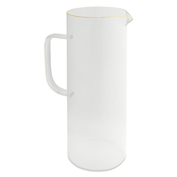 Table Pitcher Thyme & Table 60oz Glass Pitcher with Gold Rim, Elegant Serving ...