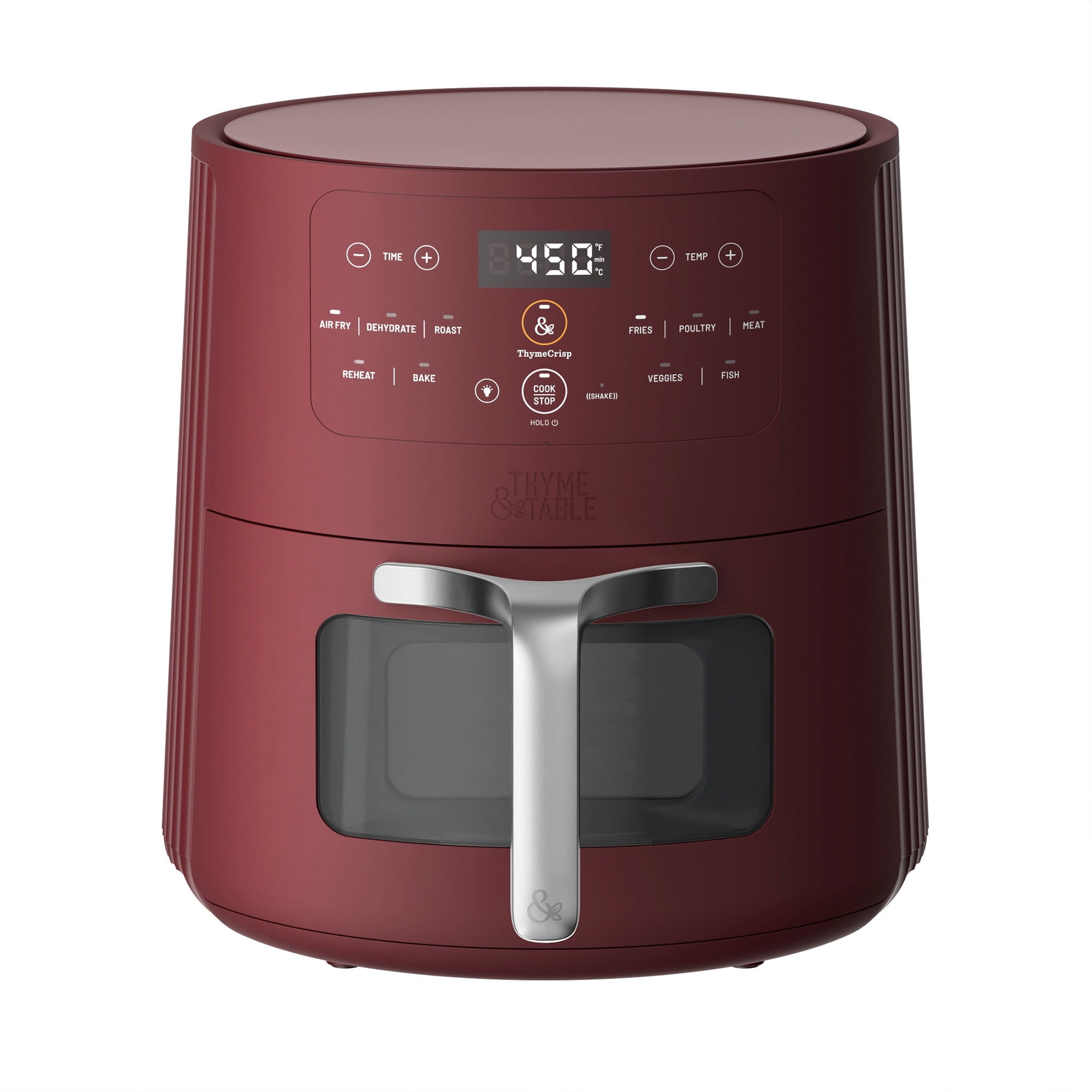 Thyme & Table 6QT Air Fryer, with ThymeCrisp™ and Ceramic-Coated Nonstick Basket, Cabernet Red