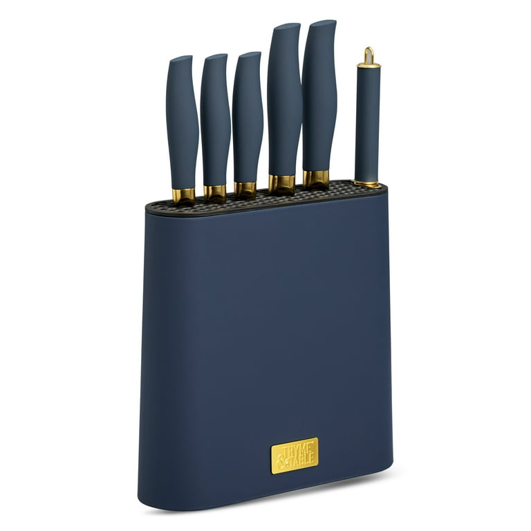 Free Shipping! Thyme & Table 7-Piece Slim Knife Set Blue with Gold
