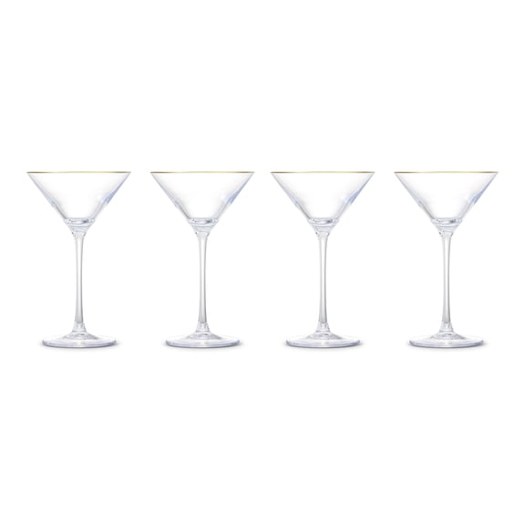 Thyme & Table 7 fl oz Clear Martini Glass with Gold Rim, Set of 4