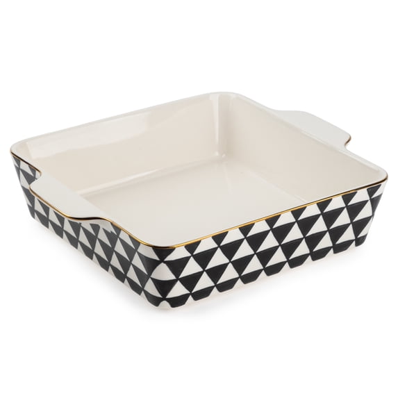 Thyme & Table 8" Square Ceramic Baker - Black & White Medallion