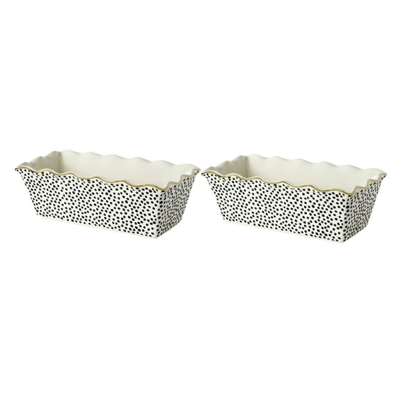 Thyme & Table 9" Ceramic Loaf Dish 2-Piece Set, Dot