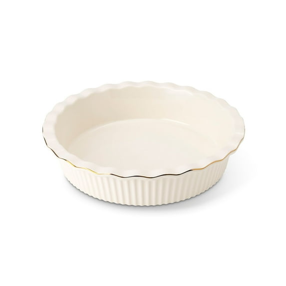 Thyme & Table 9" Ceramic Pie Dish - White Ribbed