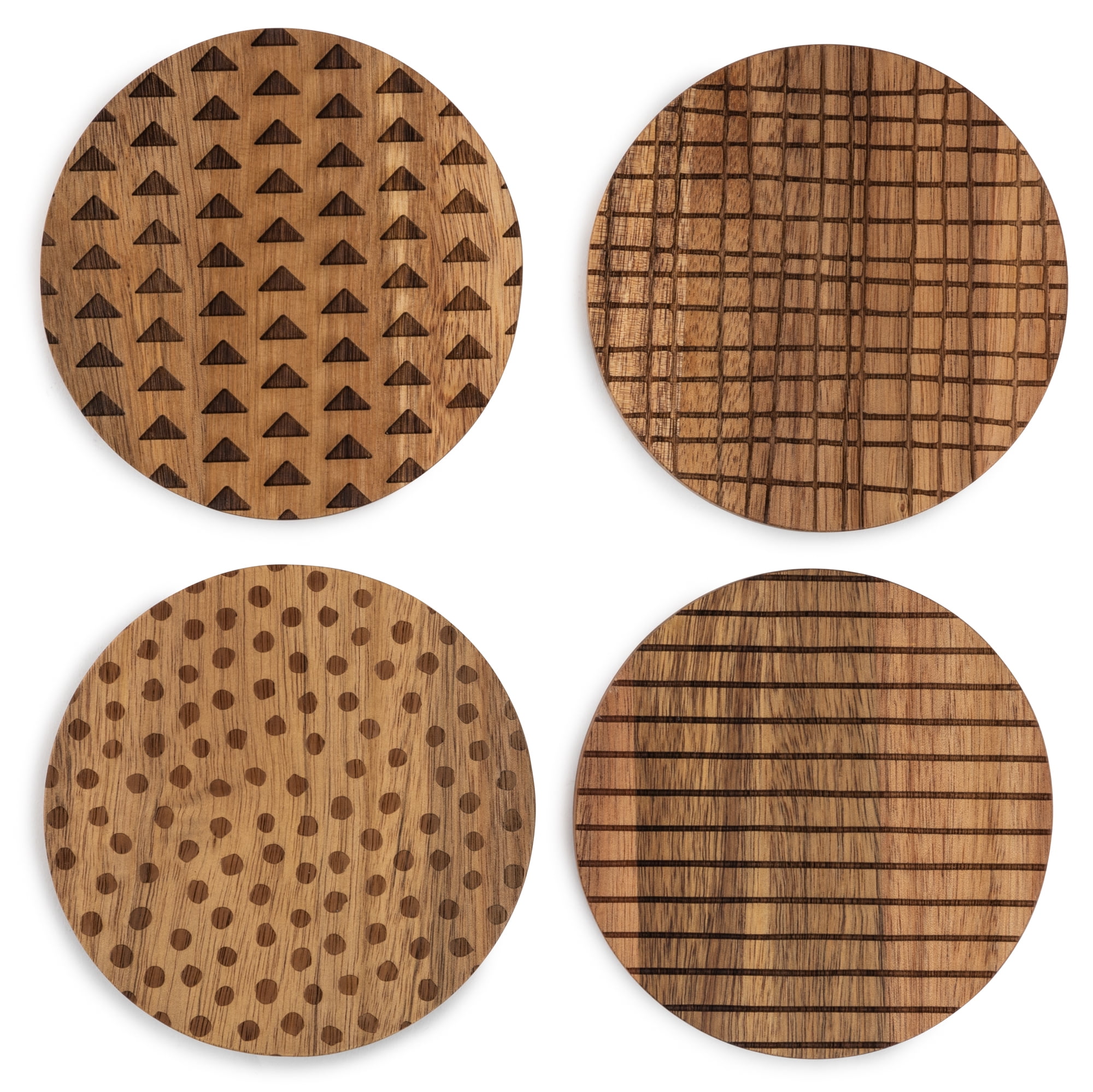 Wood Coasters for Drinks Absorbent with Holder, Acacia Wood Cork Coaster  Rustic Coasters for Coffee Table Dining Table Wooden Table Coasters for